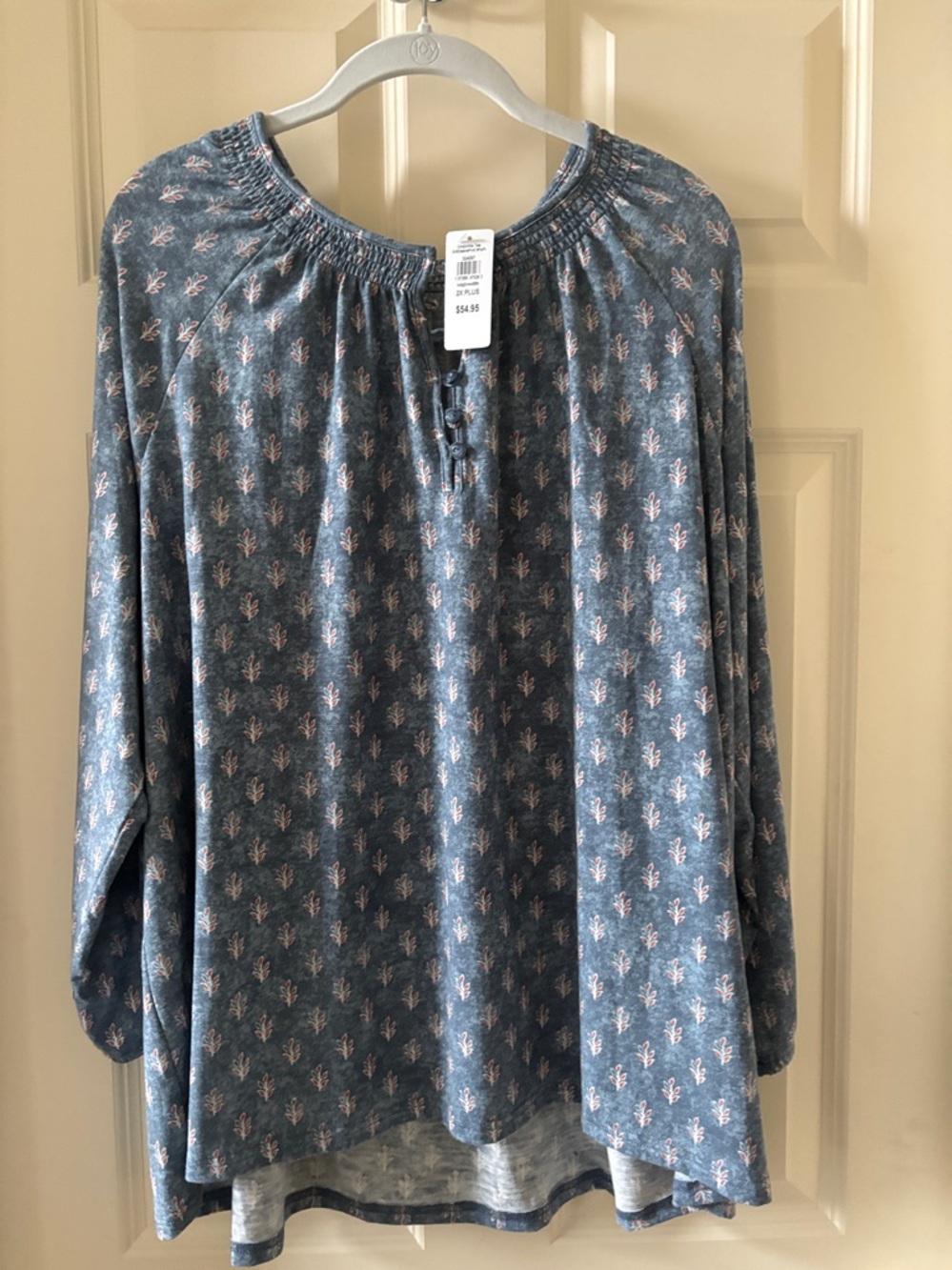 L.L. Bean Blue Floral Henley Tunic Camden size 2x
